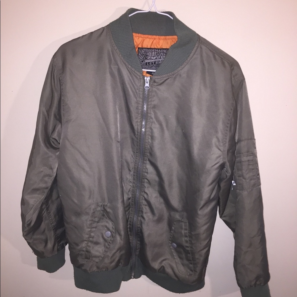 Army Green Bomber w/ orange inside